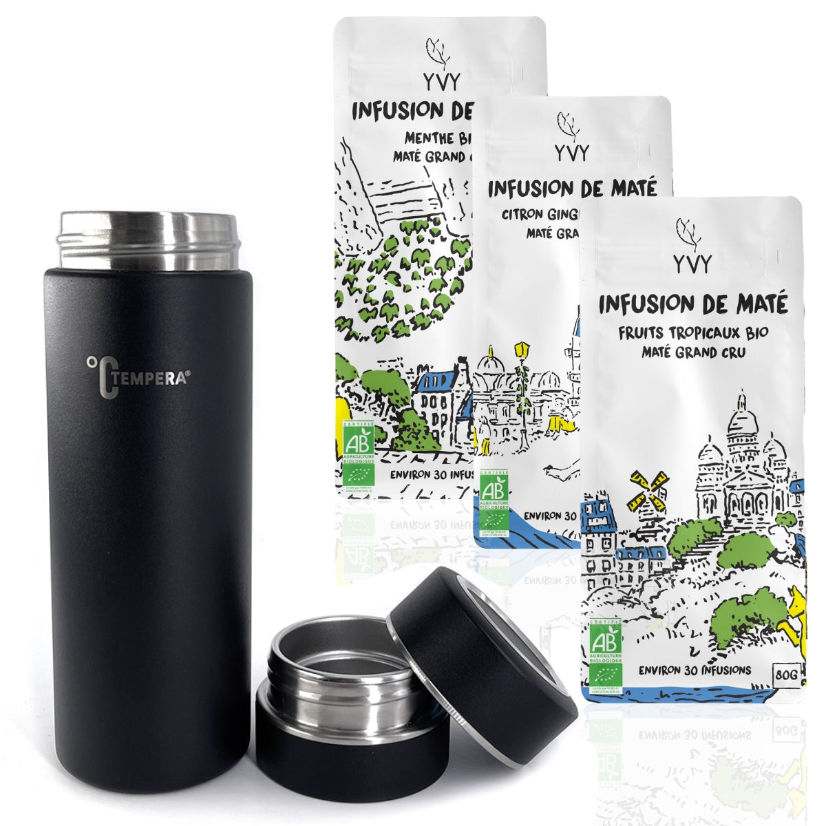 pack bouteille infuseur pour le thé maté et infusion de fruit