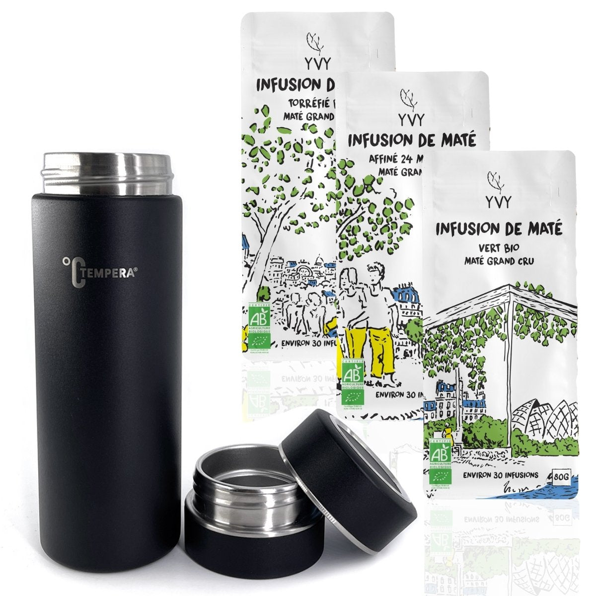 pack bouteille infuseur à maté bouteille isotherme infueur intégré nomade

