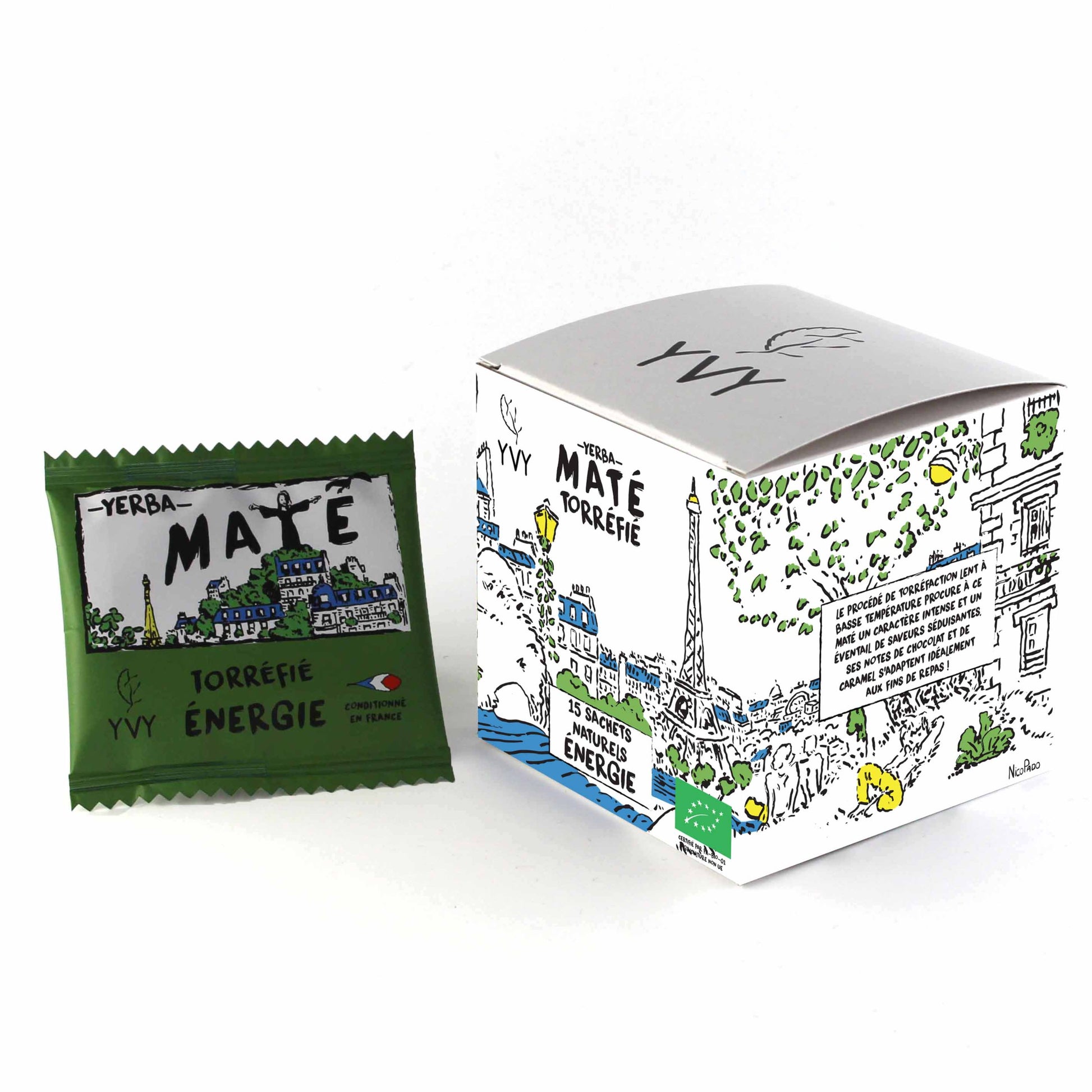 mate sachet infusette biodegradable yerba maté bio torrefie yvy mate