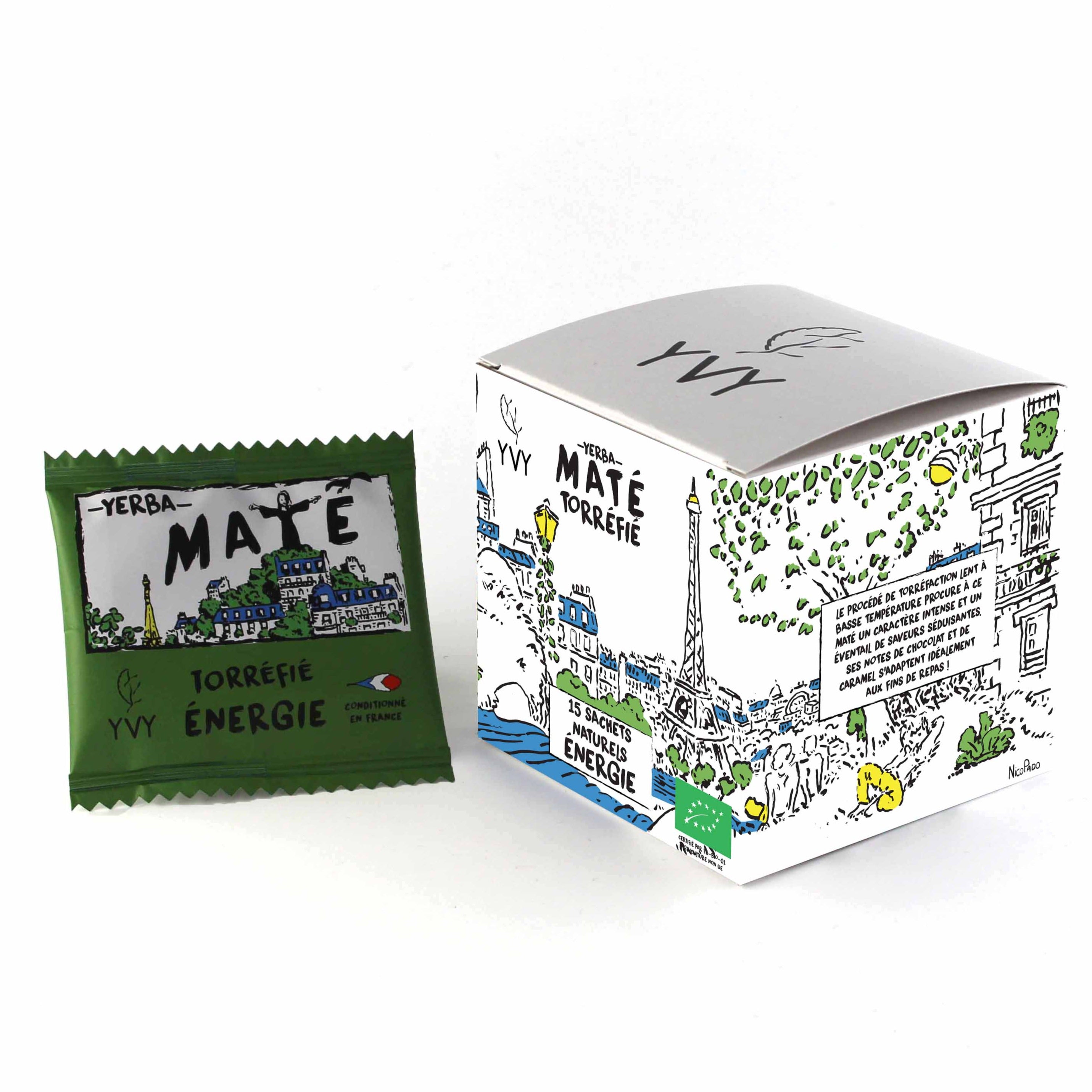 mate sachet infusette biodegradable yerba maté bio torrefie yvy mate
