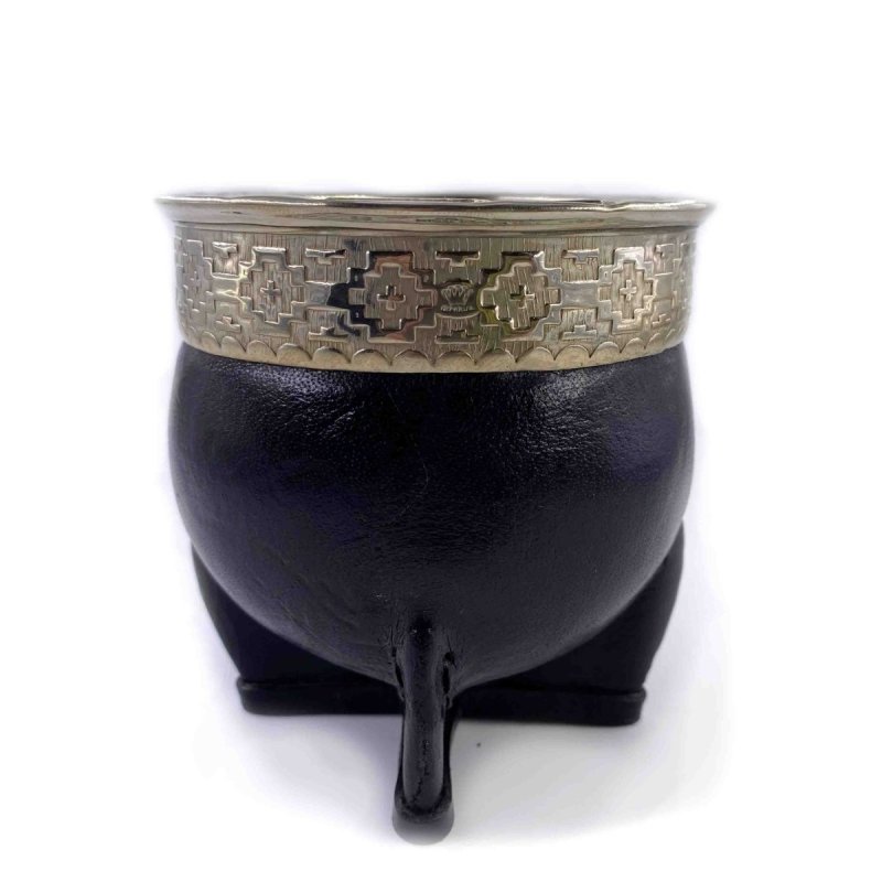 calebasse mate imperiale petite gravee alpaca et bronze noir yvy mate 