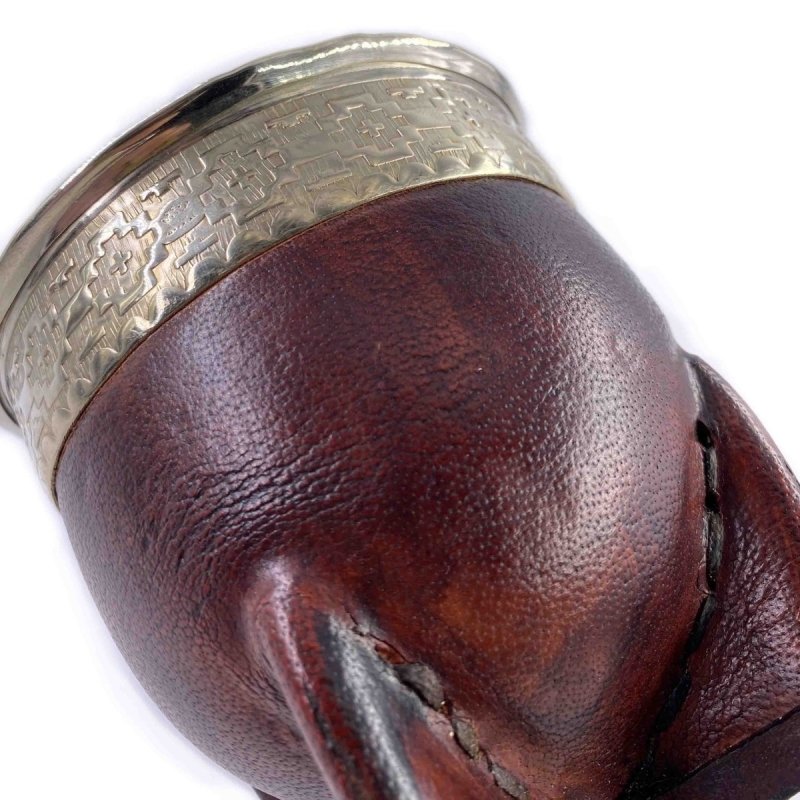 calebasse mate imperiale petite gravee alpaca et bronze ocre yvy mate cuir