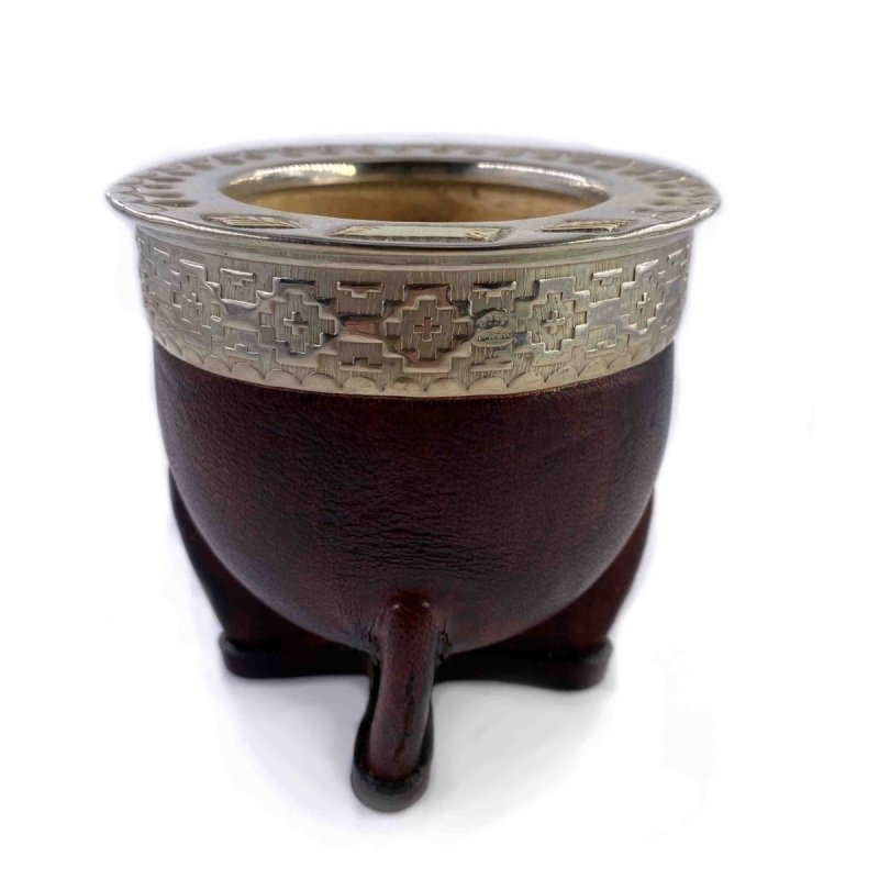 calebasse mate imperiale petite gravee alpaca et bronze ocre yvy mate 